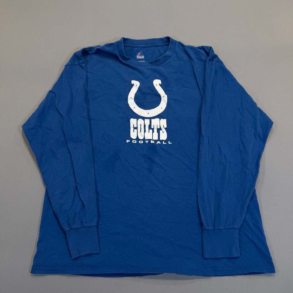 Majestic Indianapolis Colts Long Sleeve T-Shirt Size XL Blue Football